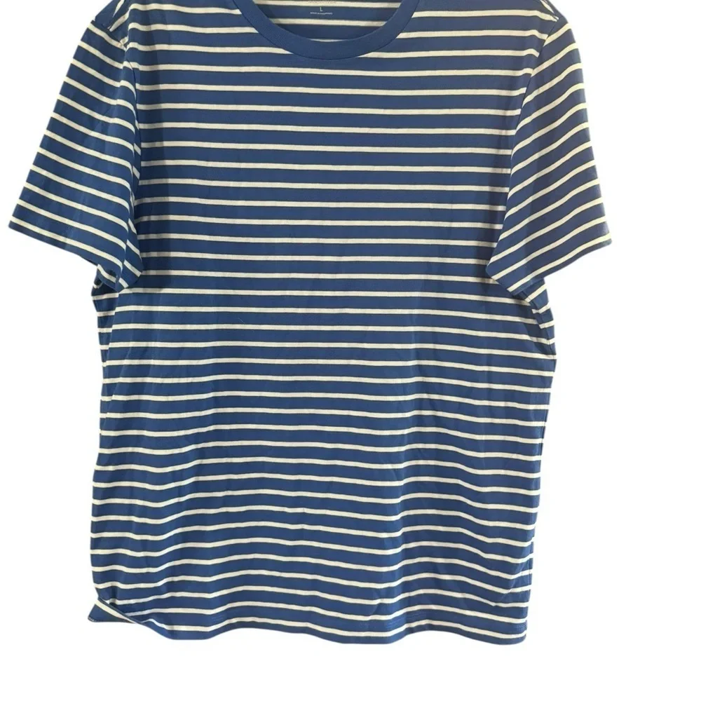 J Crew Blue and White Striped Short Sleeve Tee
